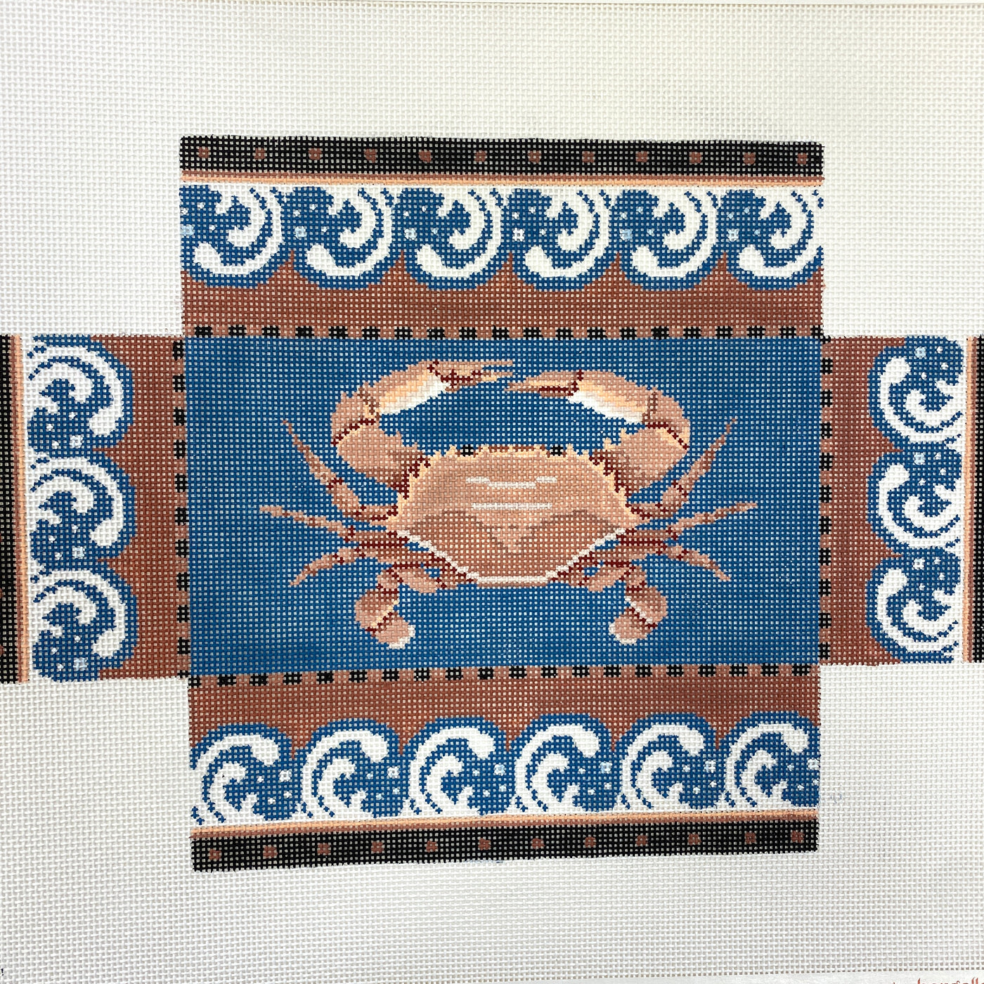 Crab with Wave Brick Cover Needlepoint Canvas