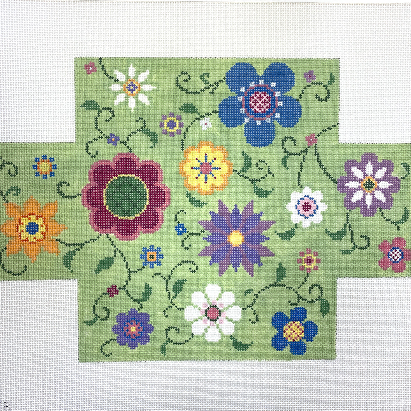 Flower Pops Brick Cover Needlepoint Canvas