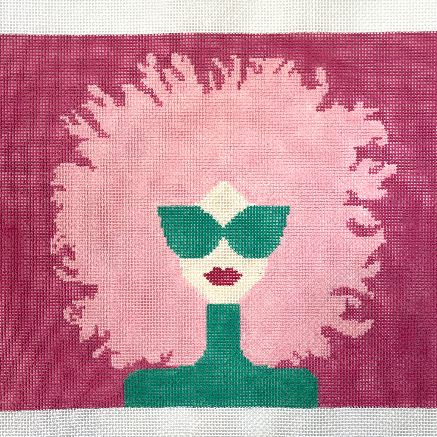 Pink Hair Lady Needlepoint Canvas