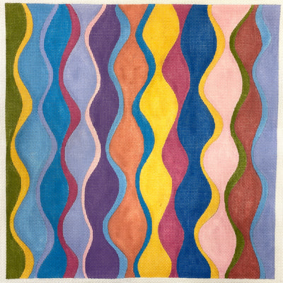 Wavy Harlequin Rainbow Colors Needlepoint Canvas