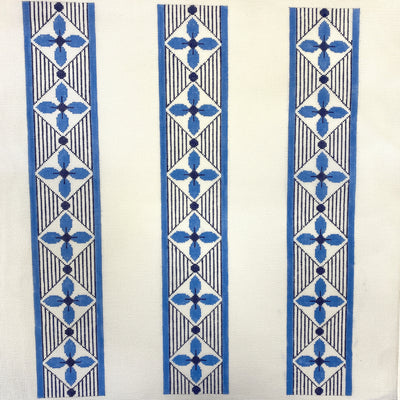 Blue Geometric Luggage Rack Straps Needlepoint Canvas