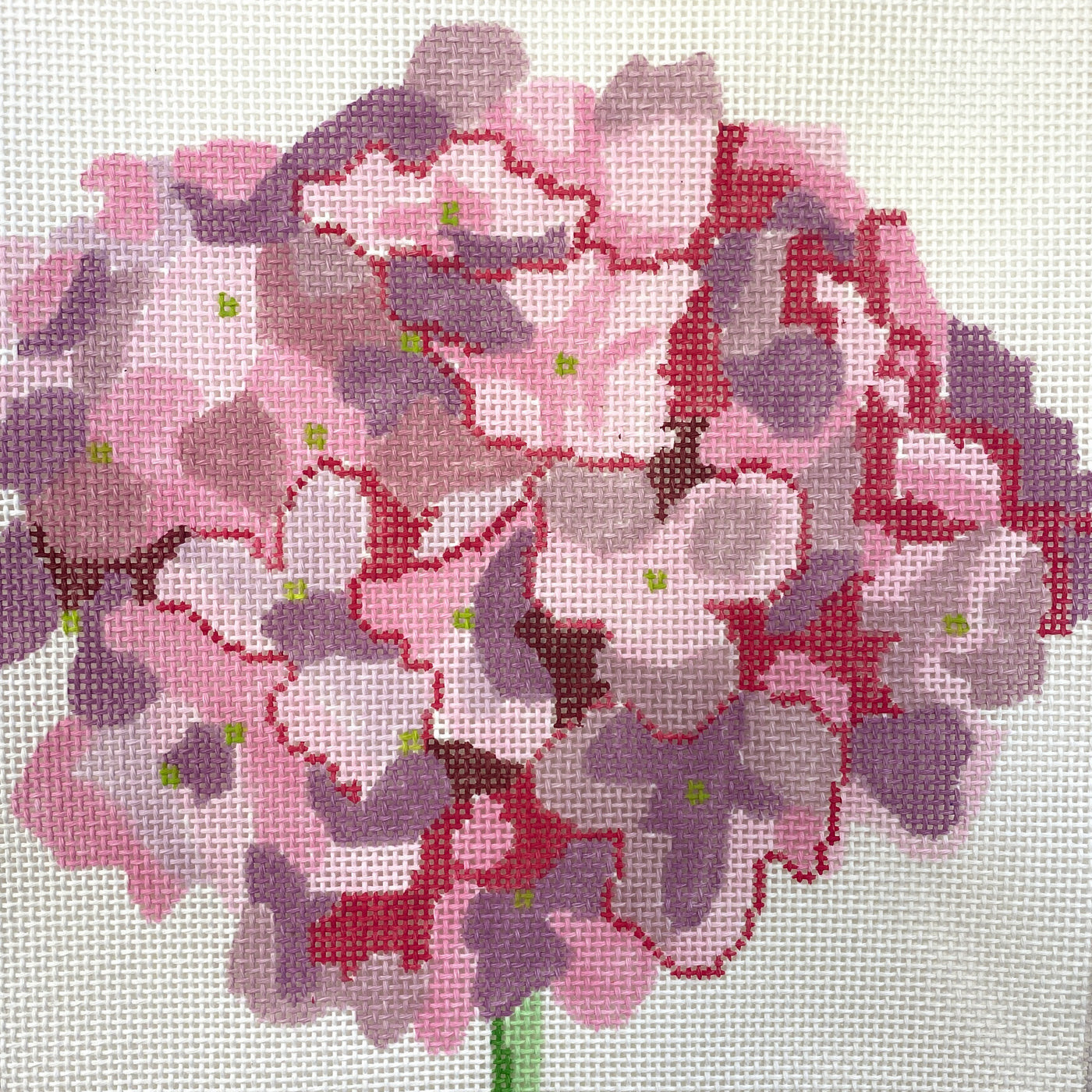 Petite Pink Hydrangea Needlepoint Canvas