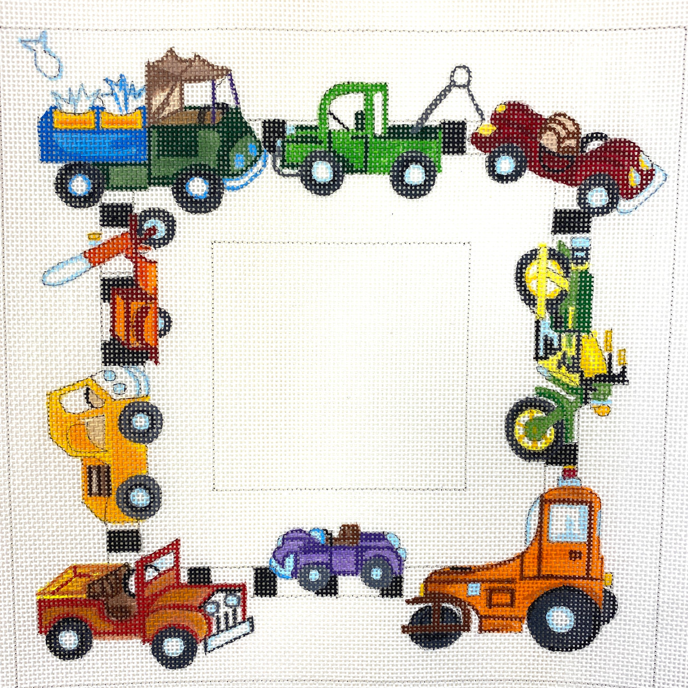 Cars & Trucks Frame Needlepoint Canvas