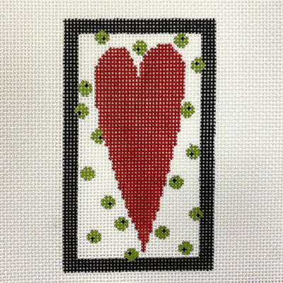 Green Polka Dot Heart Needlepoint Canvas