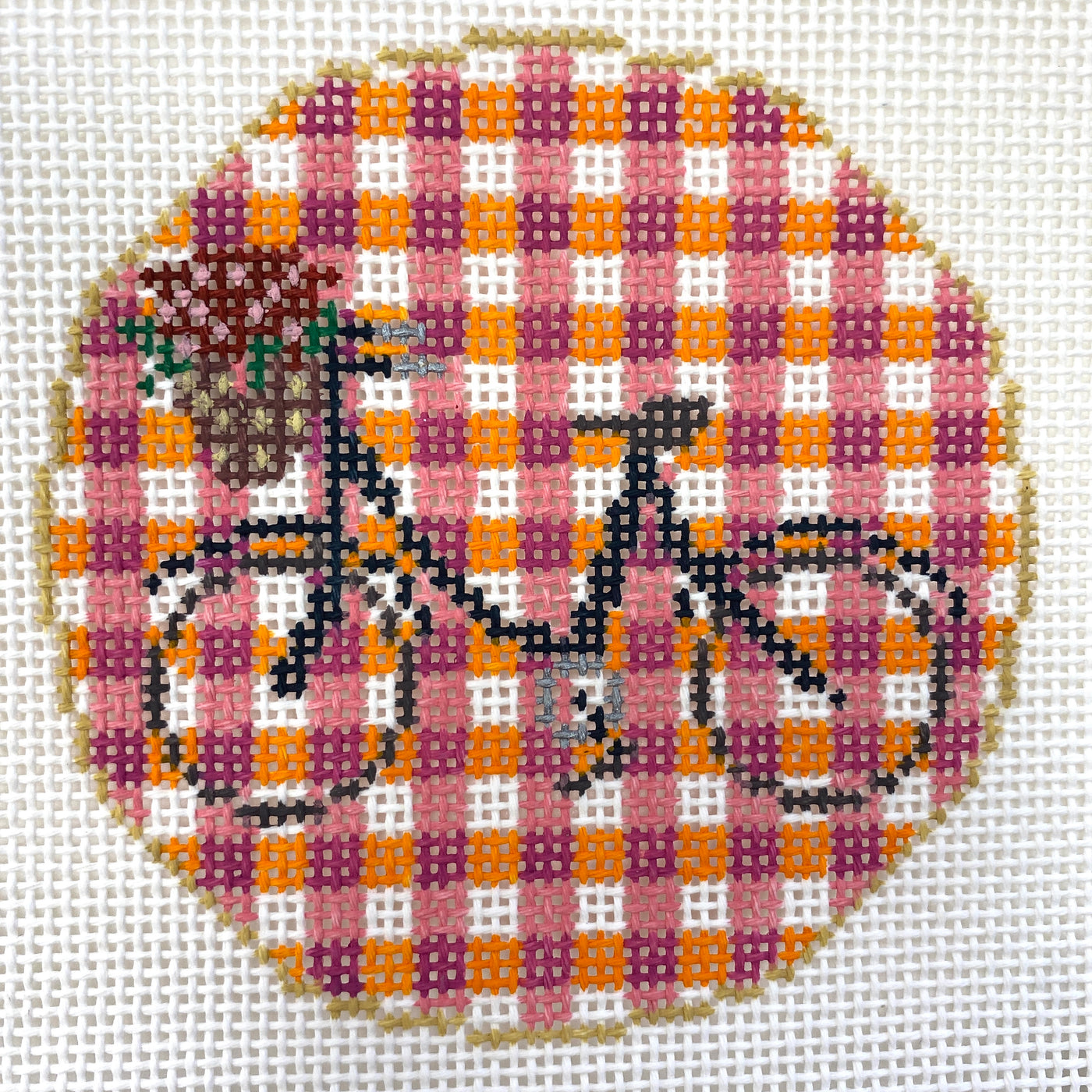 Gingham Bike Needlepoint Canvas
