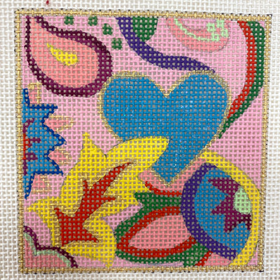 Blue Heart Square Needlepoint Canvas