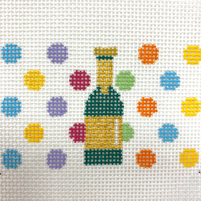 Champagne bottle with polka dots insert Needlepoint Canvas