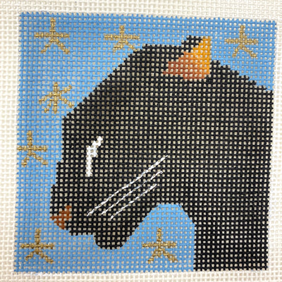 Black Panther with Stars Needlepoint Canvas
