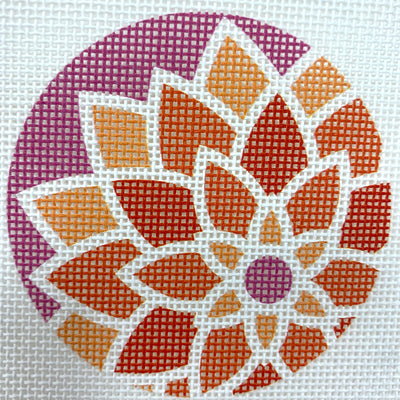 Graphic Flower Orange & Pink Needlepoint Canvas