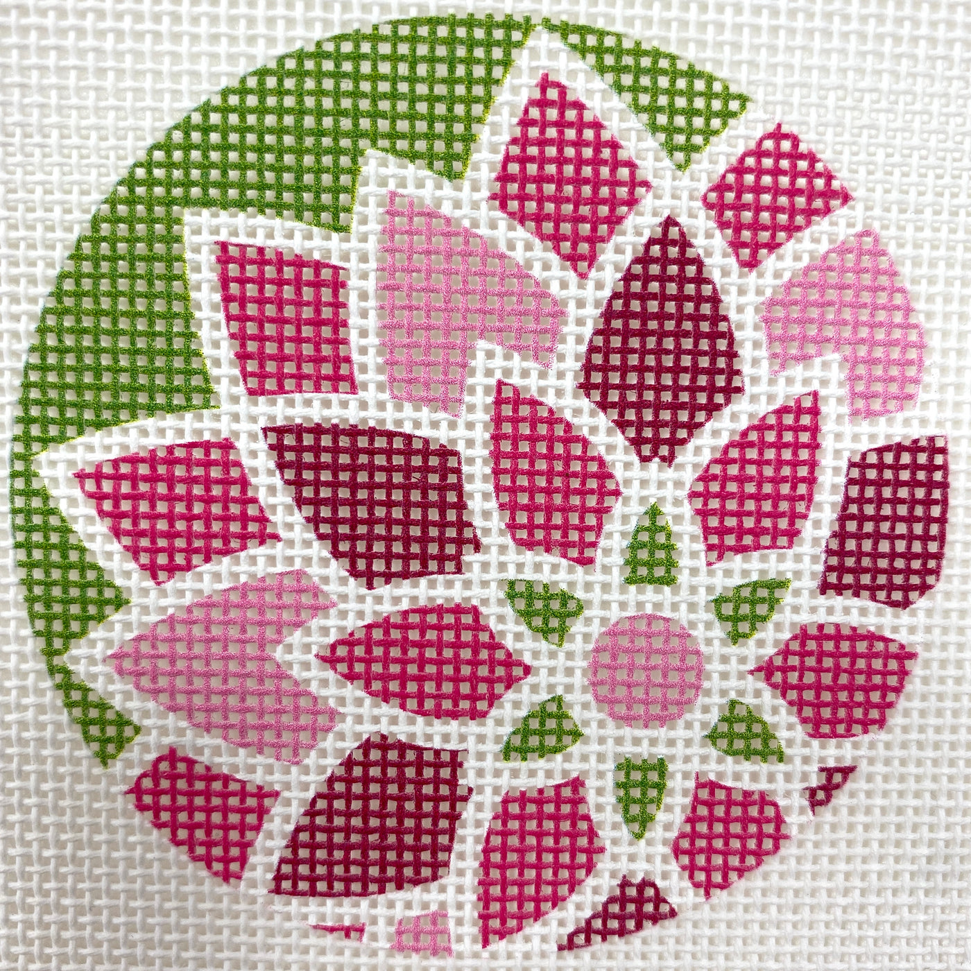 Graphic Flower Pink & Green Needlepoint Canvas