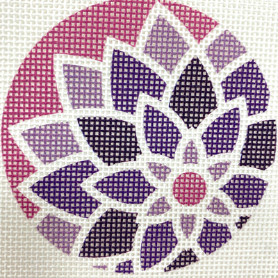 Graphic Flower Purple Needlepoint Canvas