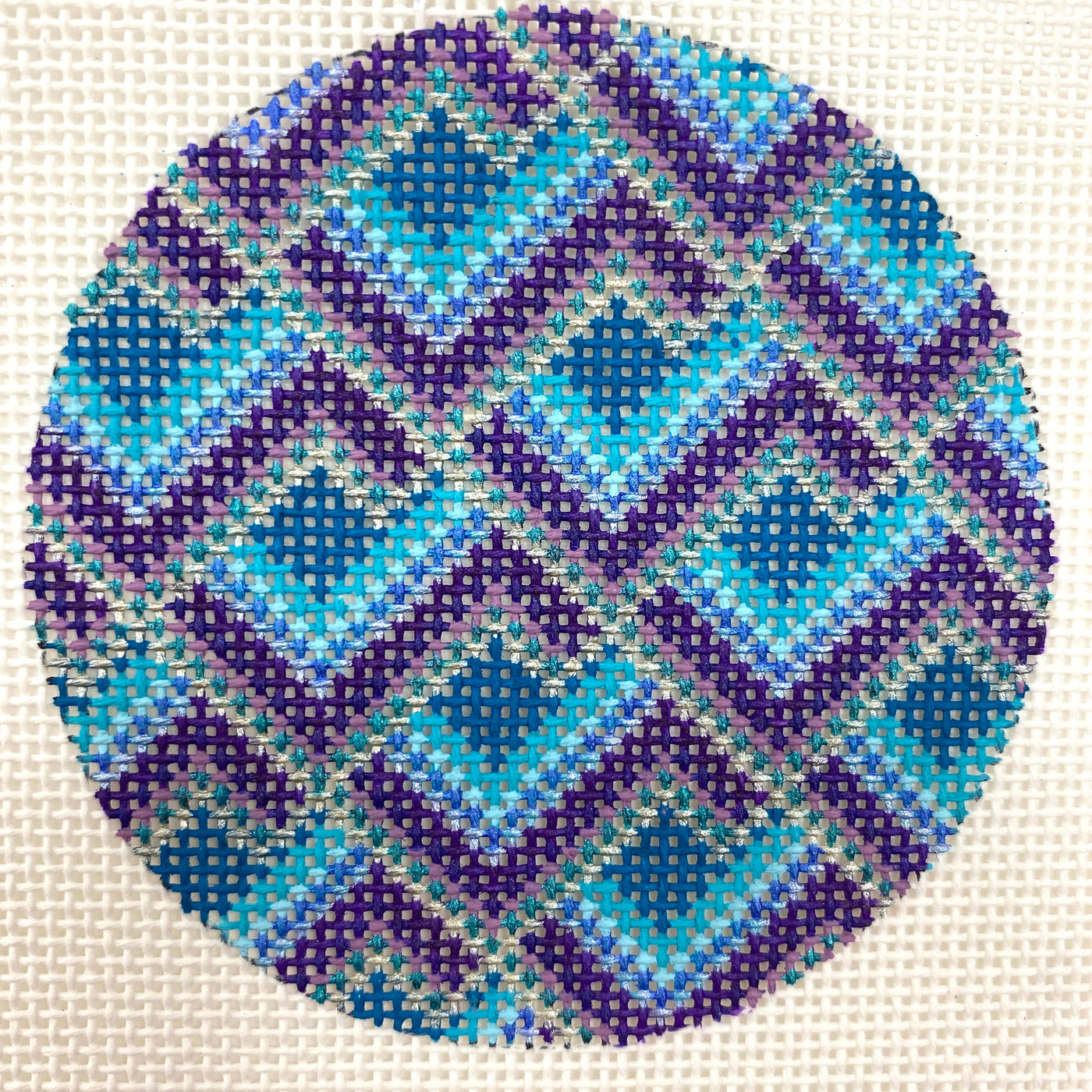 Bargello Zig Zag Blue & Purple Ornament Needlepoint Canvas
