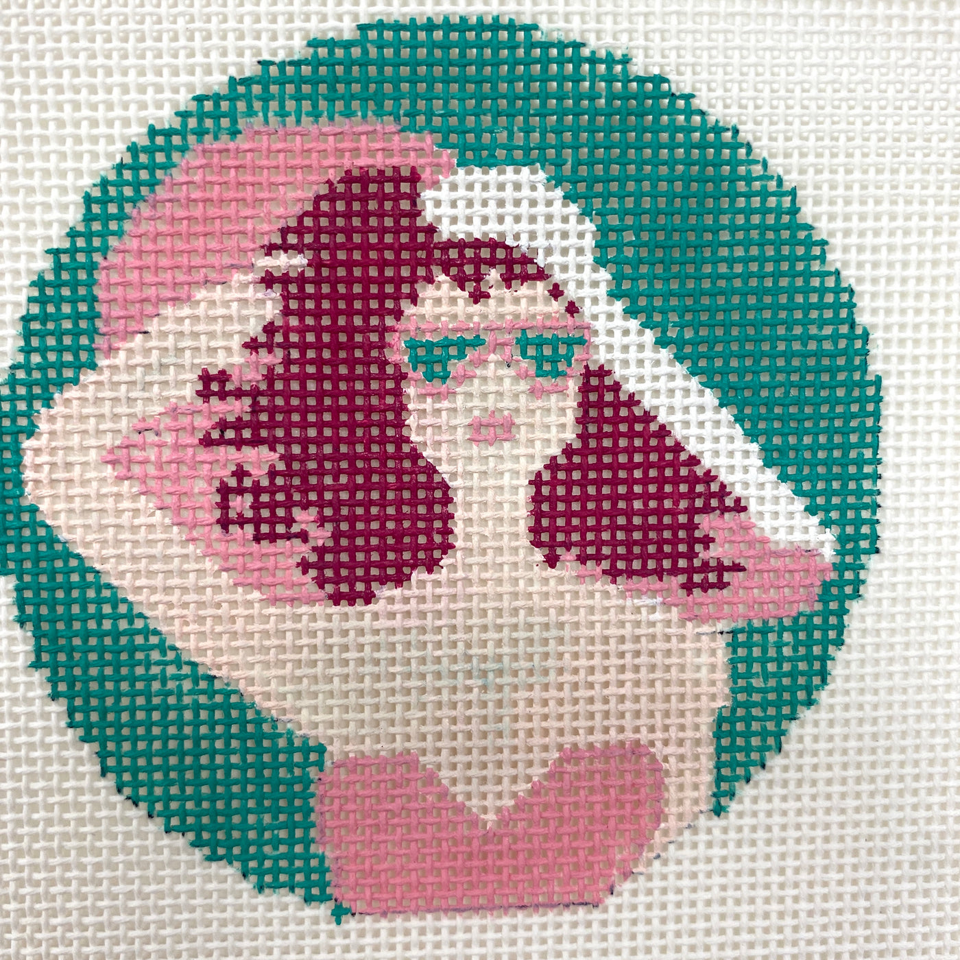Pink Lady at the Beach Needlepoint Canvas