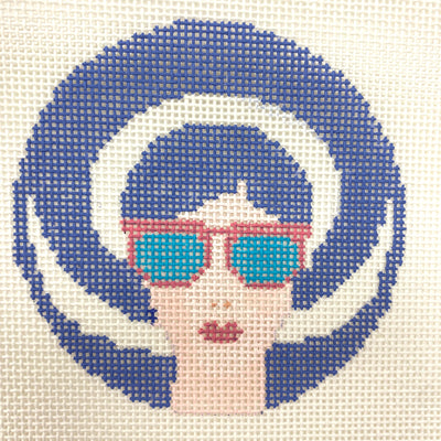 Round Beach Hat Ornament Needlepoint Canvas