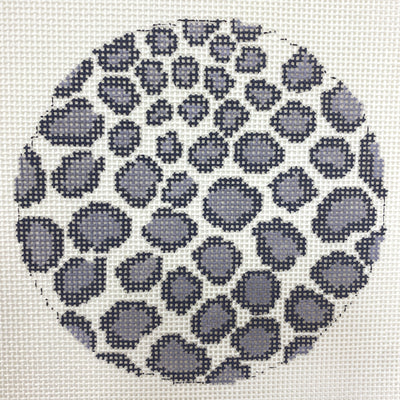 Leopard Skin - Grey 4" Round Needlepoint Canvas
