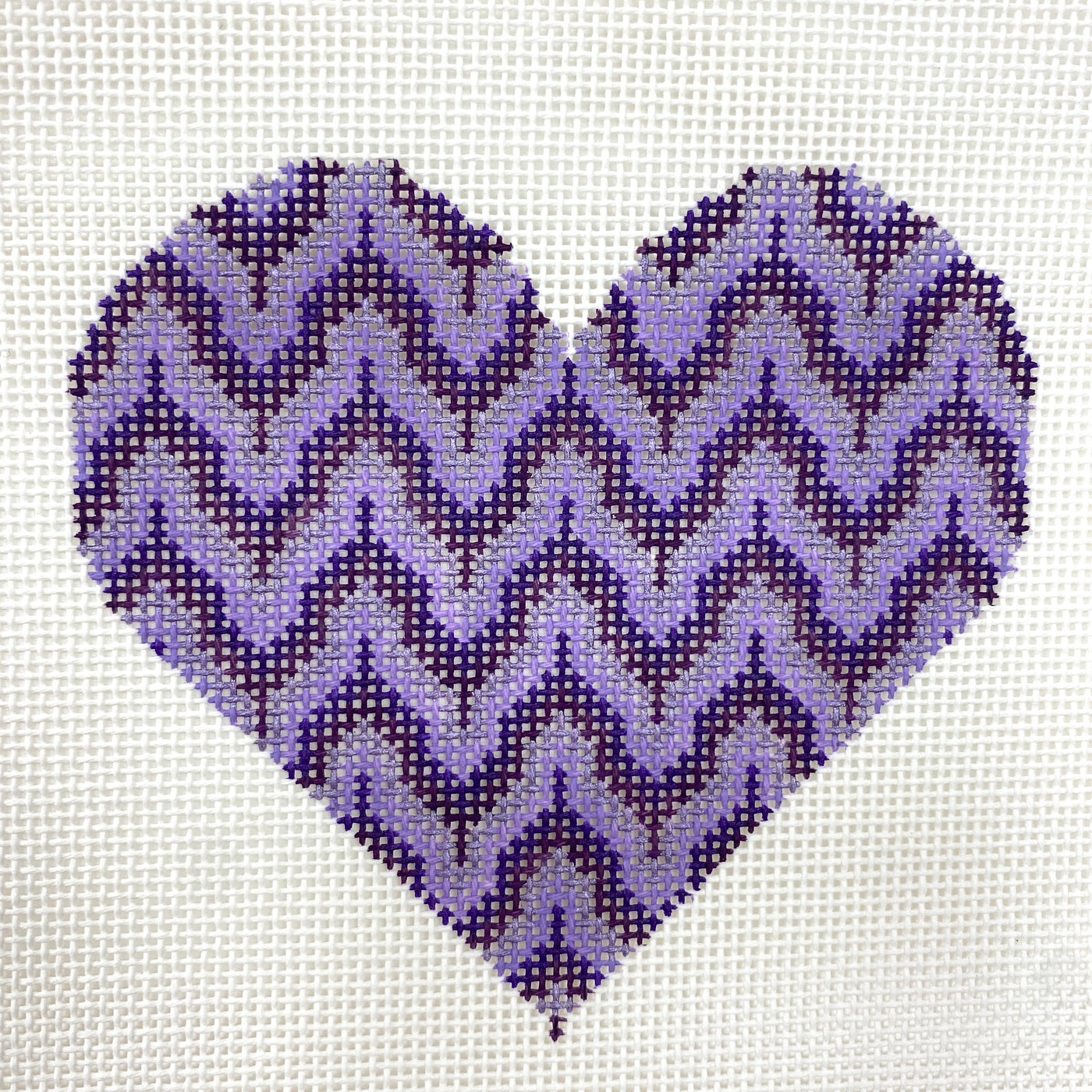 Purple Bargello Heart Needlepoint Canvas