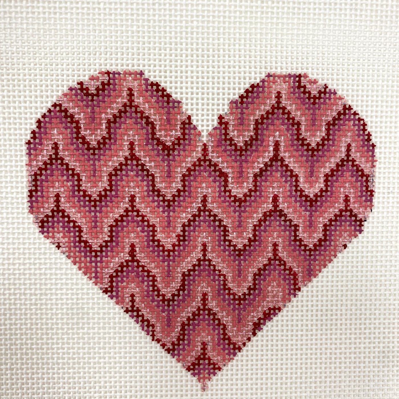 Pink Bargello Heart Needlepoint Canvas