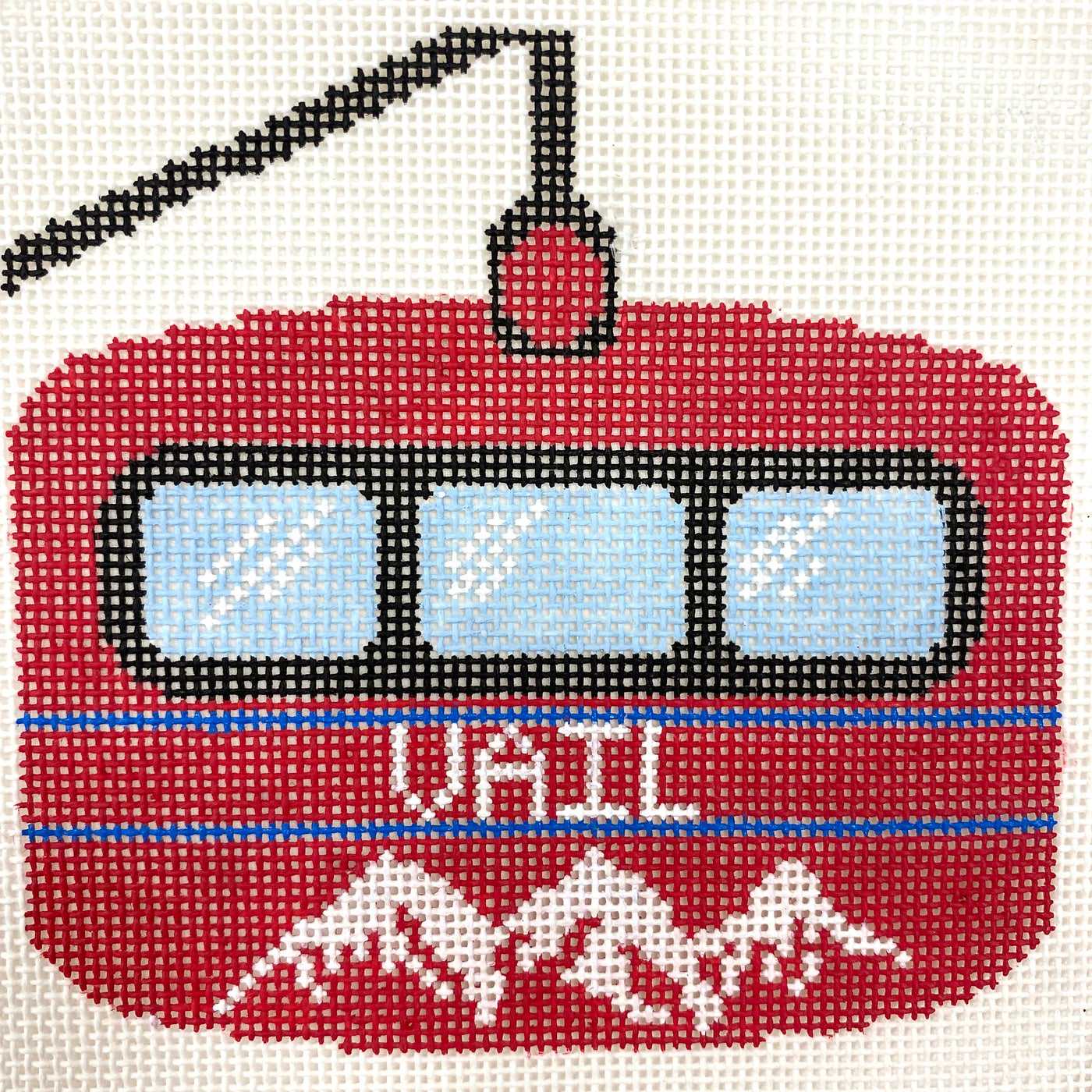 Vail Ski Gondola, Ornament Size Needlepoint Canvas