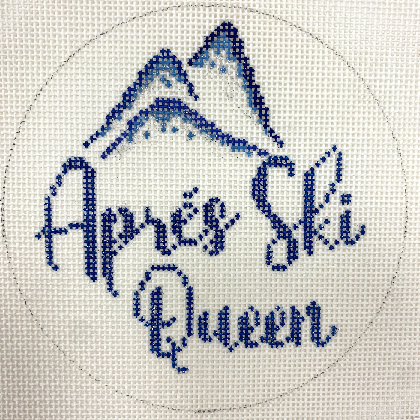 Apres Ski Queen Round, Ornament Size Needlepoint Canvas