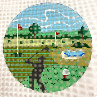 Golf Round, Ornament Size Needlepoint Canvas