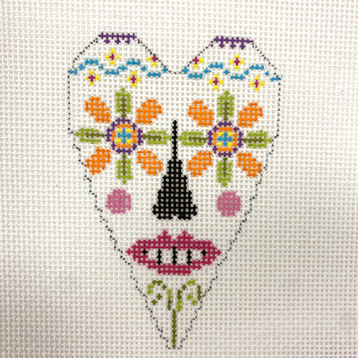 Sugar Skull Heart 3 Needlepoint Canvas