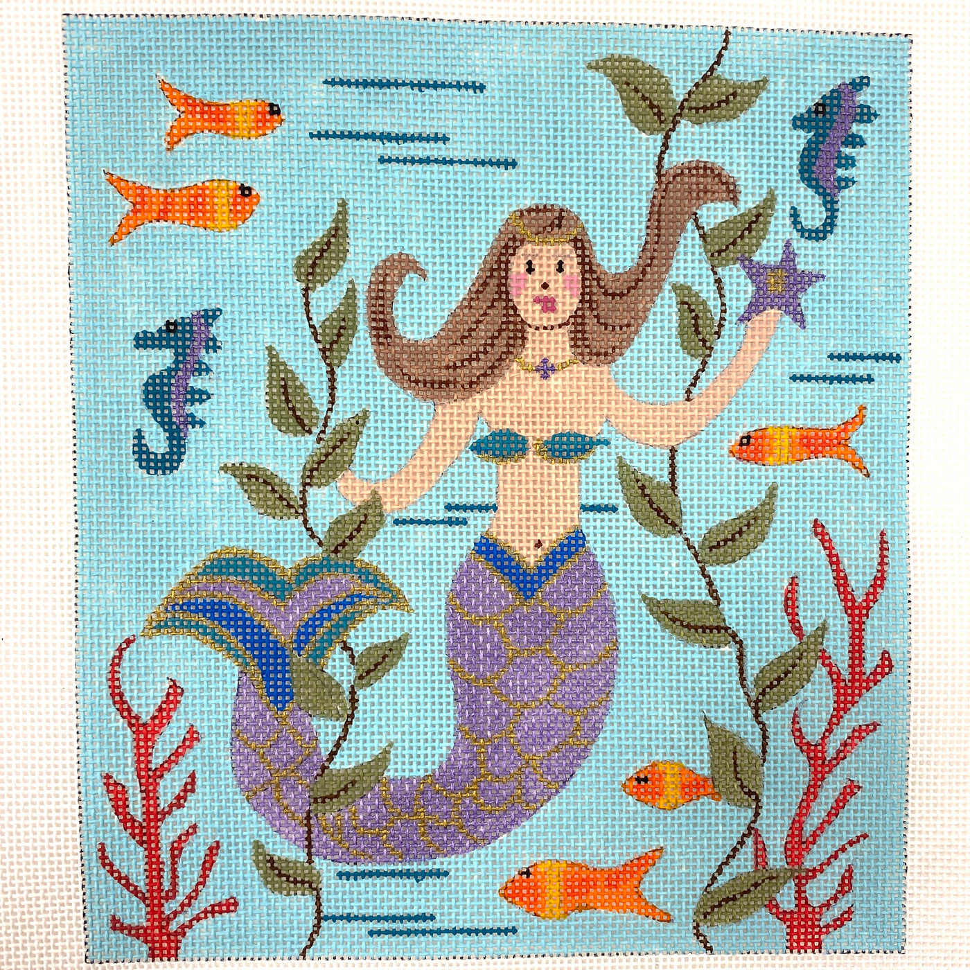 Starfish Mermaid Needlepoint Canvas