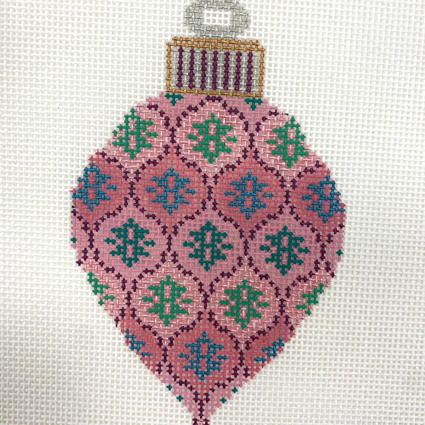 Pink Bulb Ornament Needlepoint Canvas
