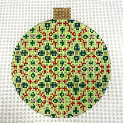 Florentine Red and Green Ornament Needlepoint Canvas