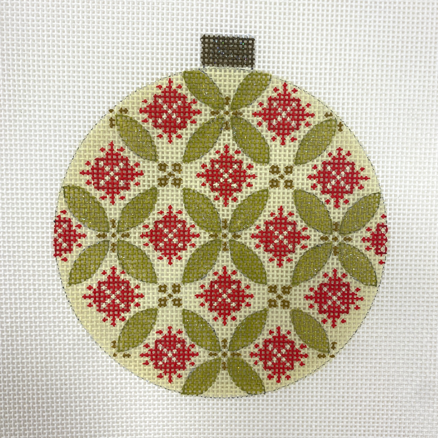 Florentine Green & Red Ornament Needlepoint Canvas
