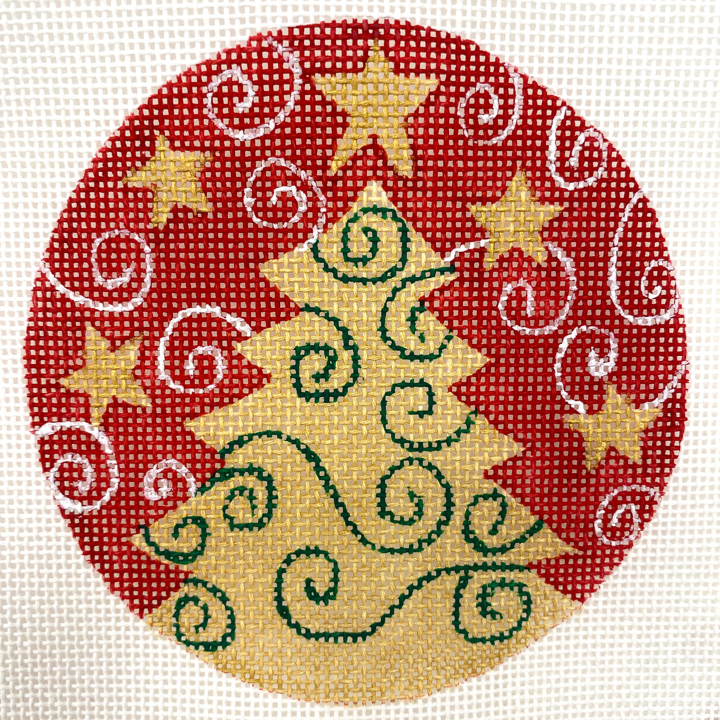 Christmas Tree with Swirls Ornament Needlepoint Canvas