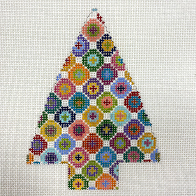 Tree with Multicolored Dots Ornament Needlepoint Canvas