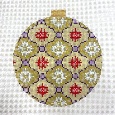 Florentine Mint and Red Ornament Needlepoint Canvas