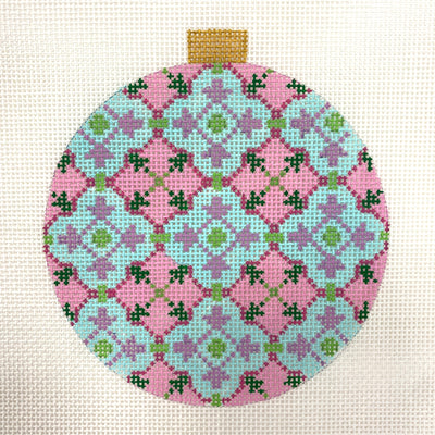 Florentine Pink and Turquoise Ornament Needlepoint Canvas