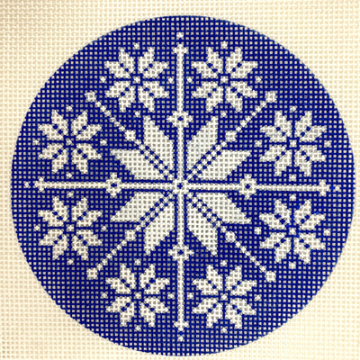 Nordic Snowflake Ornament - Blue Needlepoint Canvas