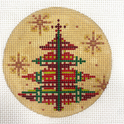 Red Green Plaid Tree Ornament Needlepoint Canvas