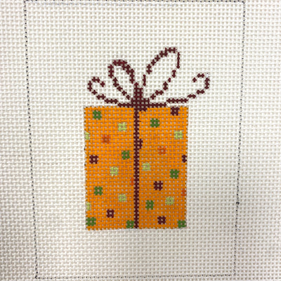 Orange Dots Package Ornament Needlepoint Canvas