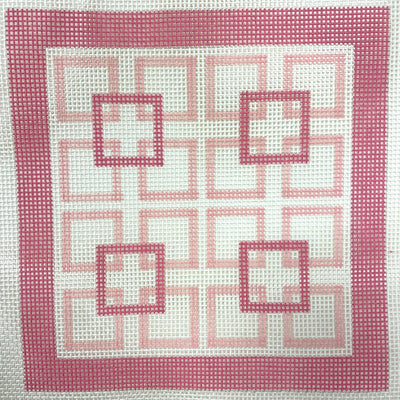 Pink Interlocking Squares  Needlepoint Canvas