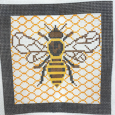Bee on Honeycomb Needlepoint Canvas Kit (includes fiber)