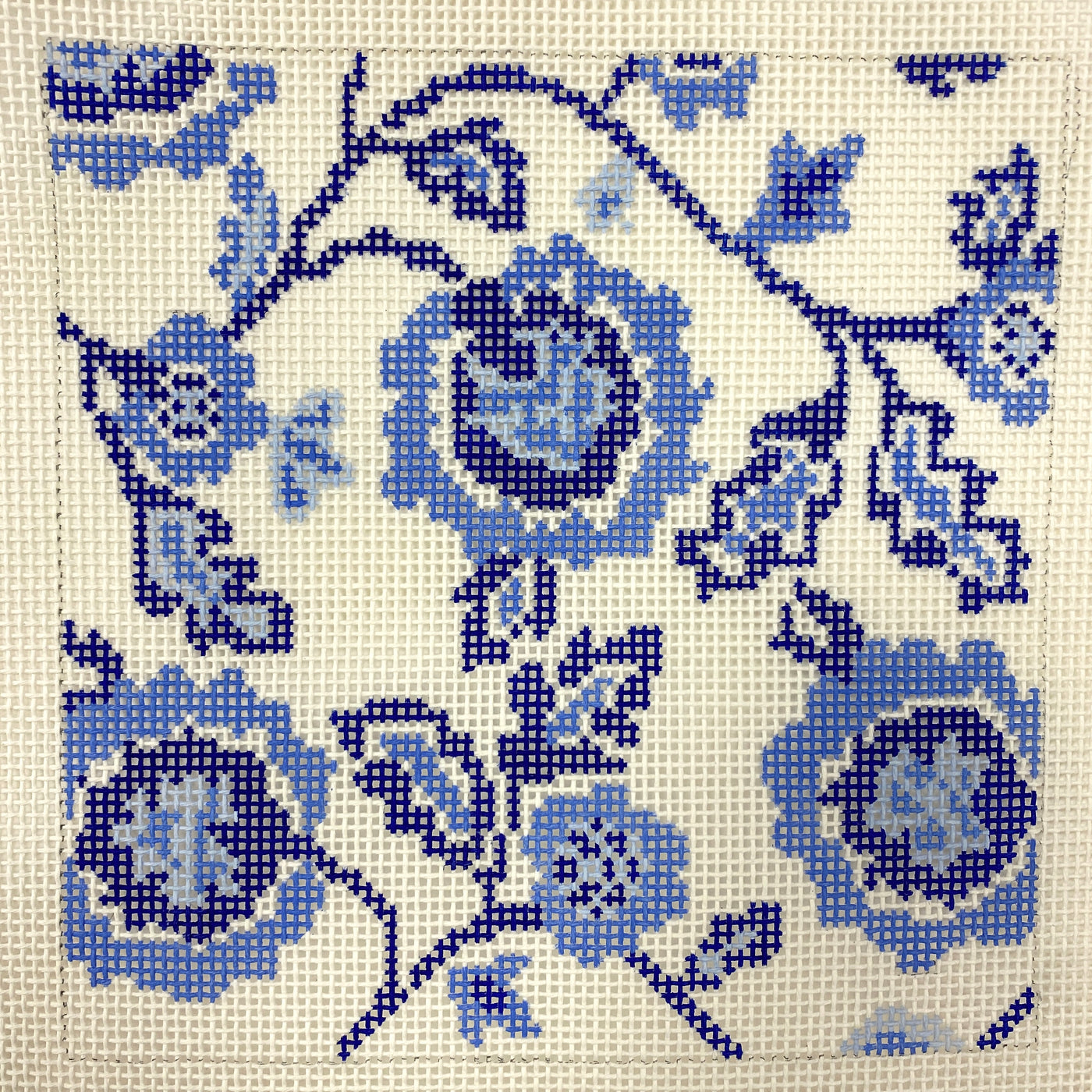 Blue & White Floral Needlepoint Canvas