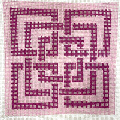 Interlocking PInk Squares Needlepoint Canvas
