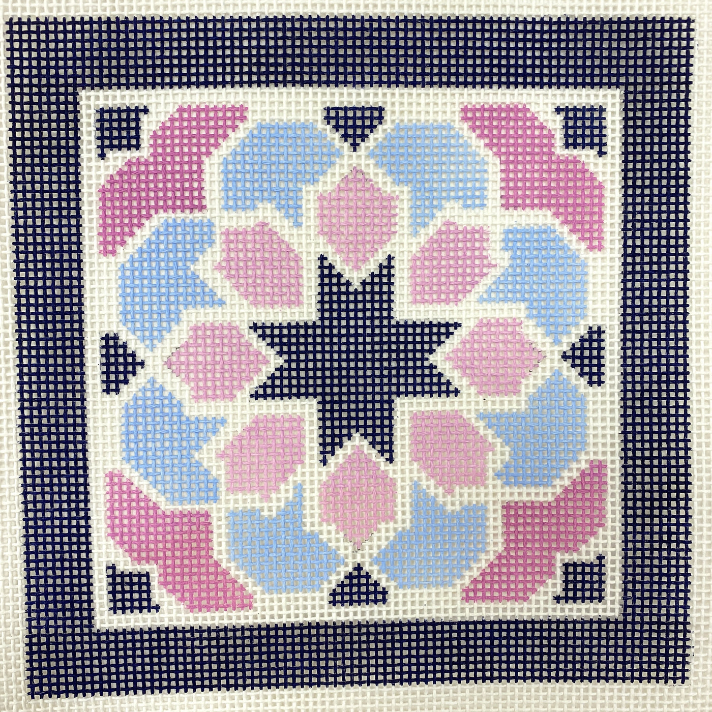 Pink and Blue Geometric with Navy Border Kit (includes fiber)