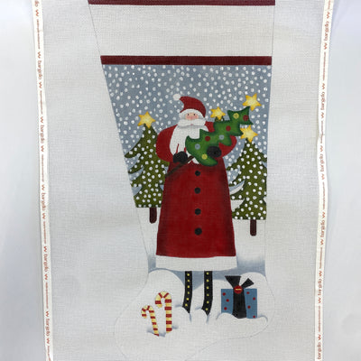 Homespun Santa Stocking Needlepoint Canvas