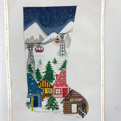 Ski Village Stocking Needlepoint Canvas