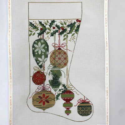 Natural, Red & Green Tree Trimmers Stocking Needlepoint Canvas