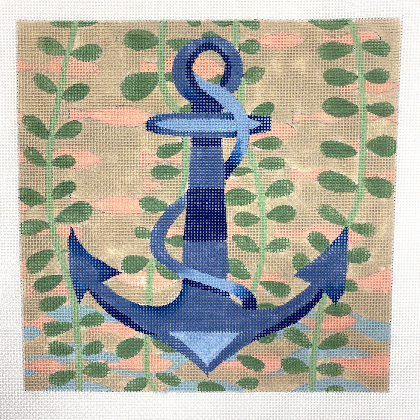 Anchor with Striped Background Needlepoint Canvas