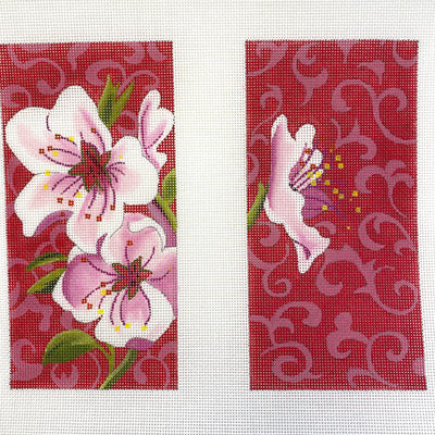 Two Sided Eyeglass Case Orchids on Swirls Needlepoint Canvas