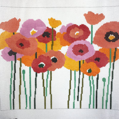 Poppies with Green Stems Needlepoint Canvas