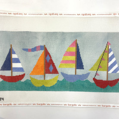 Four Colorful Sailboats Needlepoint Canvas