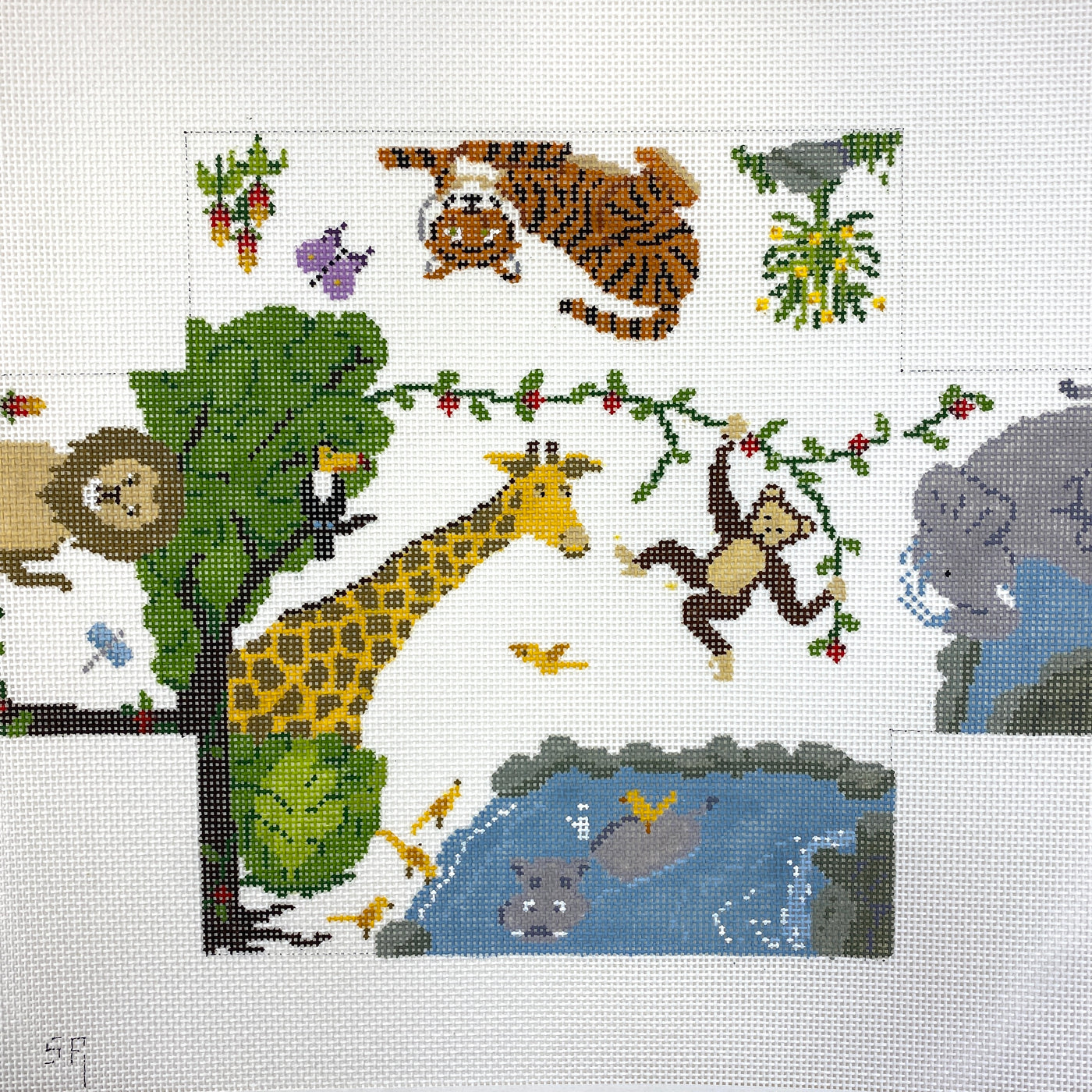 Children's Animals Brick Cover Needlepoint Canvas