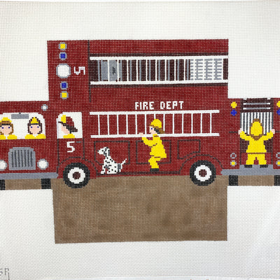 Fire Truck Brick Cover Needlepoint Canvas